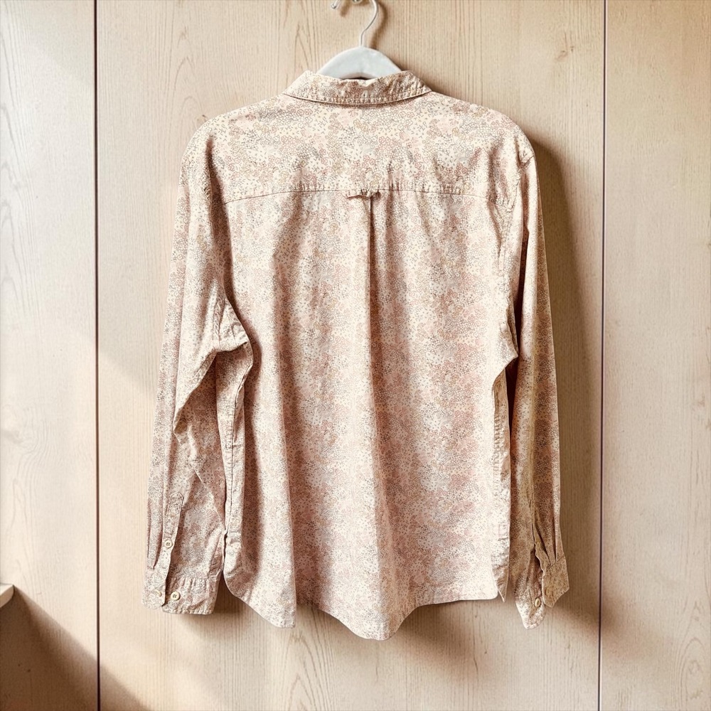 Duluth Trading Co Button Up Shirt Women's XL Dainty Floral Cream Pink Cottage - Picture 2 of 12